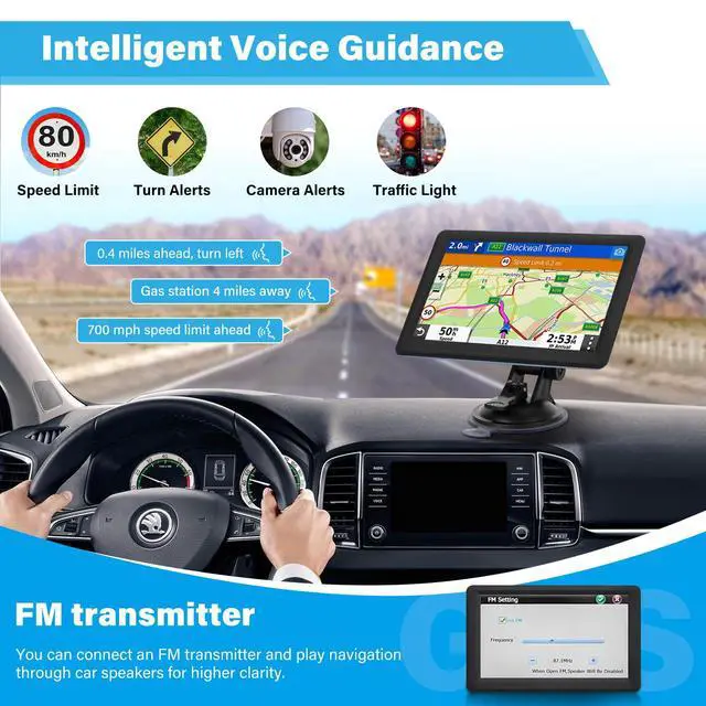 Alt view image 3 of 5 - GPS Navigator for Car Truck RV, 7-Inch Portable GPS for Car with 2026 Maps Free Updates, Voice-Guided Turn Directions, Speed Camera Alerts, Custom Truck Routing