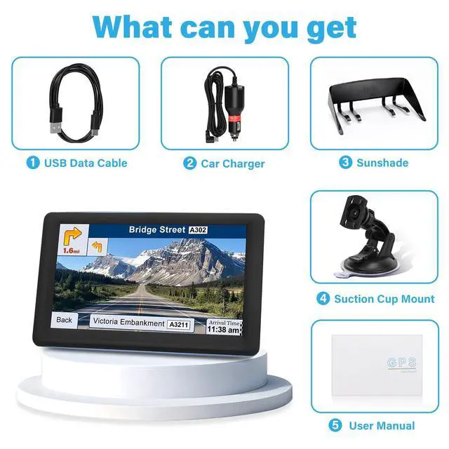 Alt view image 5 of 5 - GPS Navigator for Car Truck RV, 7-Inch Portable GPS for Car with 2026 Maps Free Updates, Voice-Guided Turn Directions, Speed Camera Alerts, Custom Truck Routing
