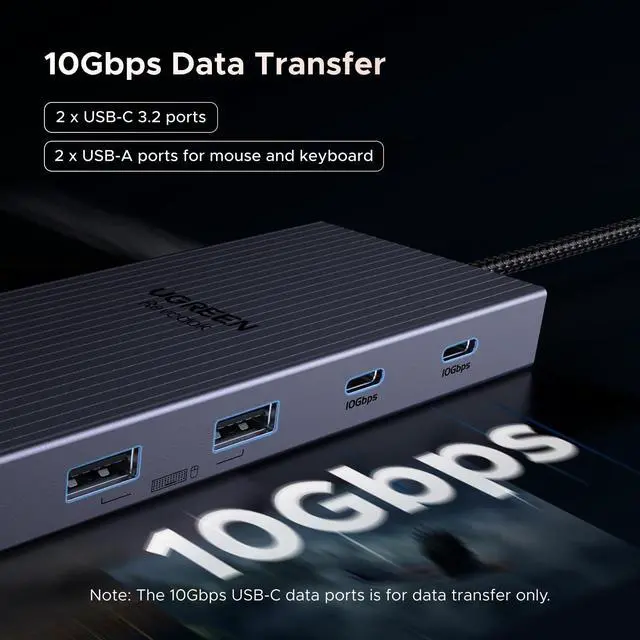 Alt view image 5 of 6 - USB C Docking Station Triple Monitor 4K, 12-in-1 Dock with 2xHDMI+DP | 2x10Gbps USB-C, 2xUSB-A, 100W PD, SD/TF 3.0, 1G Ethernet, 3.5mm Audio, Revodok Pro 3121 USB-C Hub Adapter, macOS Mirrors Only