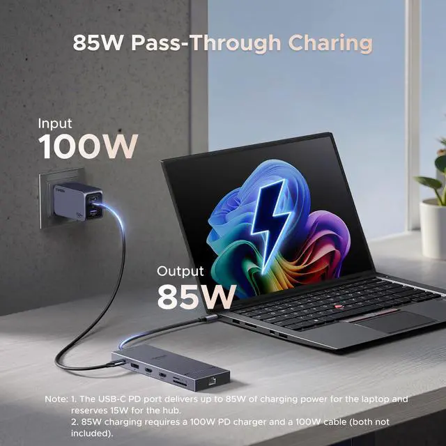 Alt view image 6 of 6 - USB C Docking Station Triple Monitor 4K, 12-in-1 Dock with 2xHDMI+DP | 2x10Gbps USB-C, 2xUSB-A, 100W PD, SD/TF 3.0, 1G Ethernet, 3.5mm Audio, Revodok Pro 3121 USB-C Hub Adapter, macOS Mirrors Only