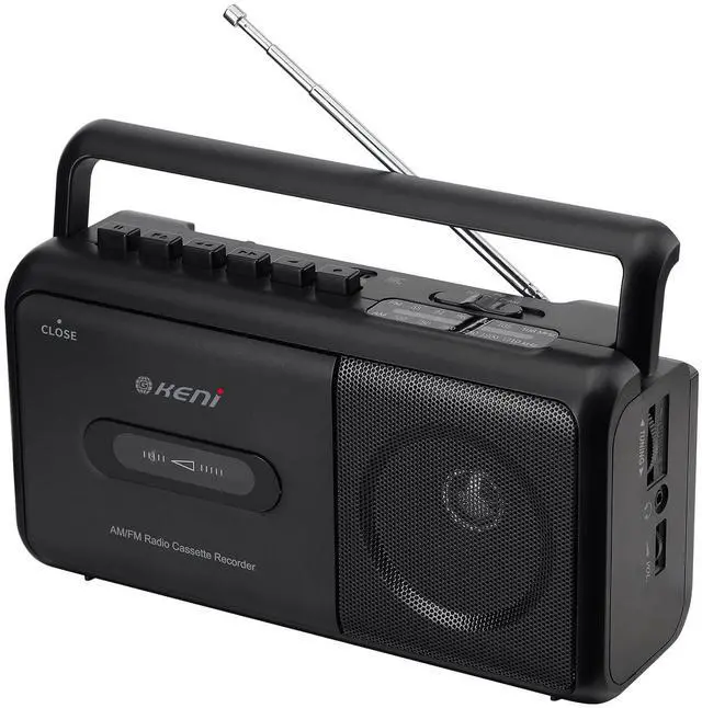 Main image of Portable Cassette Tape Player Recorder, AM/FM Radio Cassette Player with Built in Speaker, Headphone Jack, AC or Battery Operated Tape Player, Black