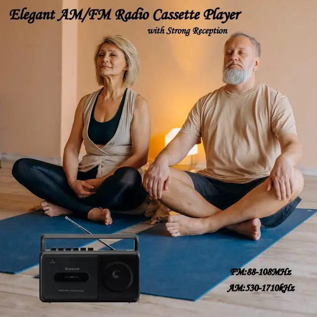 Alt view image 4 of 6 - Portable Cassette Tape Player Recorder, AM/FM Radio Cassette Player with Built in Speaker, Headphone Jack, AC or Battery Operated Tape Player, Black