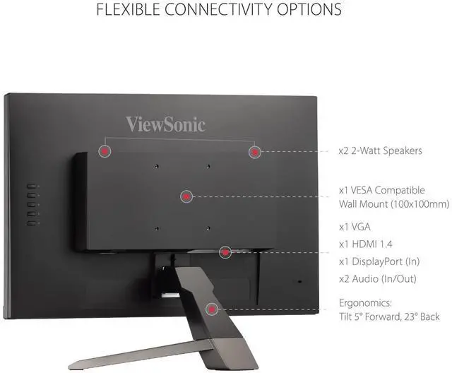 Alt view image 5 of 6 - VX2267-MHD 22 Inch 1080p Monitor, 100Hz Refresh Rate with FreeSync for Ultimate Home Entertainment, Eye Care Technology, Ultra-Thin Bezels, HDMI, and DisplayPort Inputs