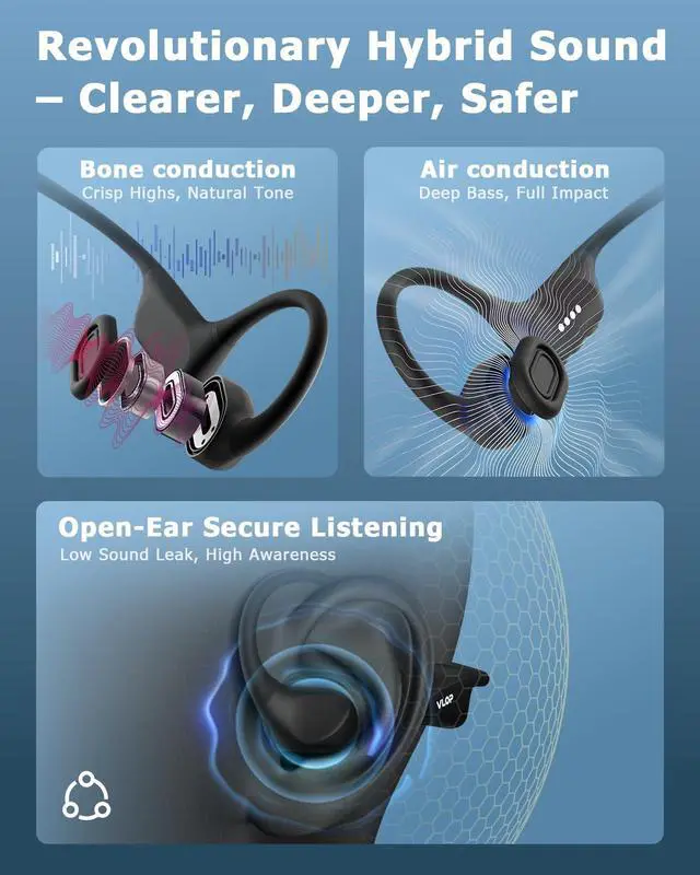 Alt view image 2 of 6 - Bone Conduction Headphones - Swimming Headphones with MP3 Built-in 32GB Storage, IPX8 Waterproof for Underwater Use, Bluetooth 6.0 Sport Open Ear Bone & Air Conduction Earbuds (Sunset Orange) | Open-E