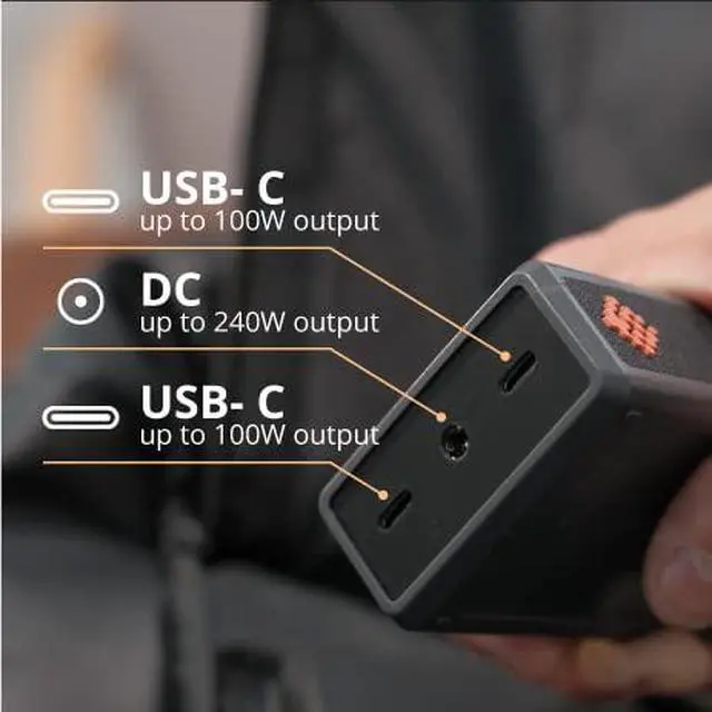 Alt view image 4 of 5 - 240W Universal Compact Gaming Laptop Charger Plus 2 USB-C Ports on it