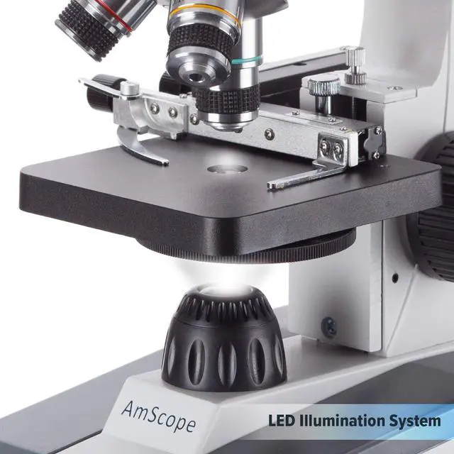 Alt view image 5 of 6 - M150C-MS 1000X Biological Compound Microscope with Sturdy | 40X-1000X Magnification Range All-Metal Construction Optical Glass Lenses Mechanical Stage
