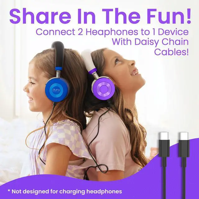 Alt view image 4 of 6 - Kids Headphones, Volume-Limiting, JuniorJam Plus, Purple | Universal Hybrid Active Noise Cancelling Headphone, Volume Limiting, Hi-Res Audio, 32h Playtime, Pc Wireless Headset with Mic