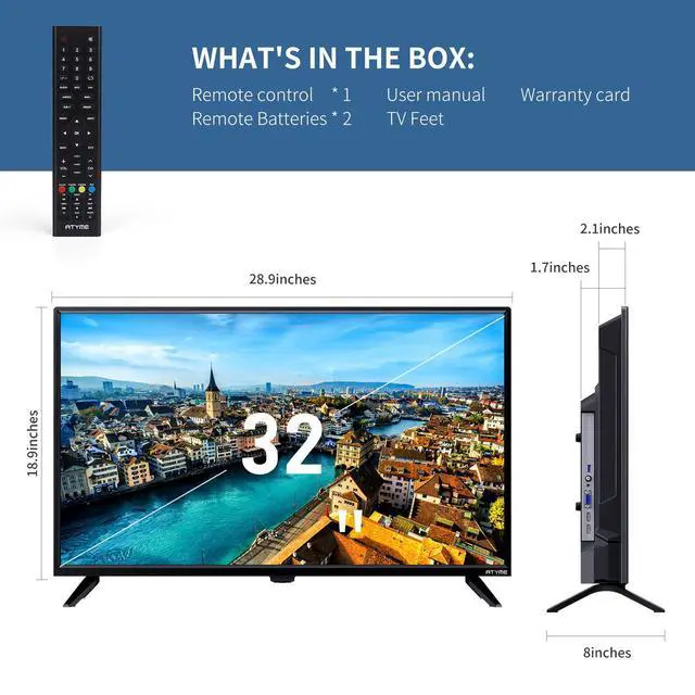 Alt view image 3 of 6 - 32-inch Class 60Hz 720p HD LED TV Flat Screen 1*USB 3* HDMI 1*VGA ARC Dual Channel 8W Speakers Monitor Television Non-Smart Television 320GM5HD