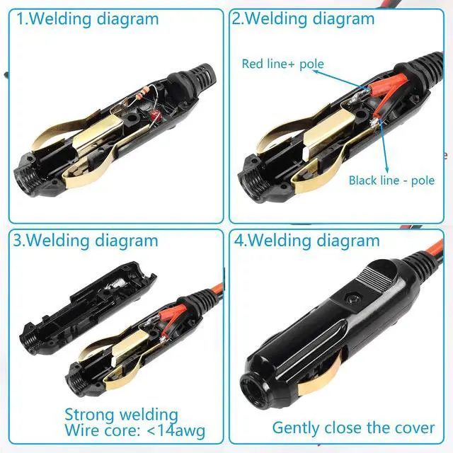 Alt view image 5 of 7 - 2PCS 20A Cigarette Lighter Male Plug,12V/24V Full Copper Aux Socket Plug Cigarette Lighter Plug Replacement With Red LED