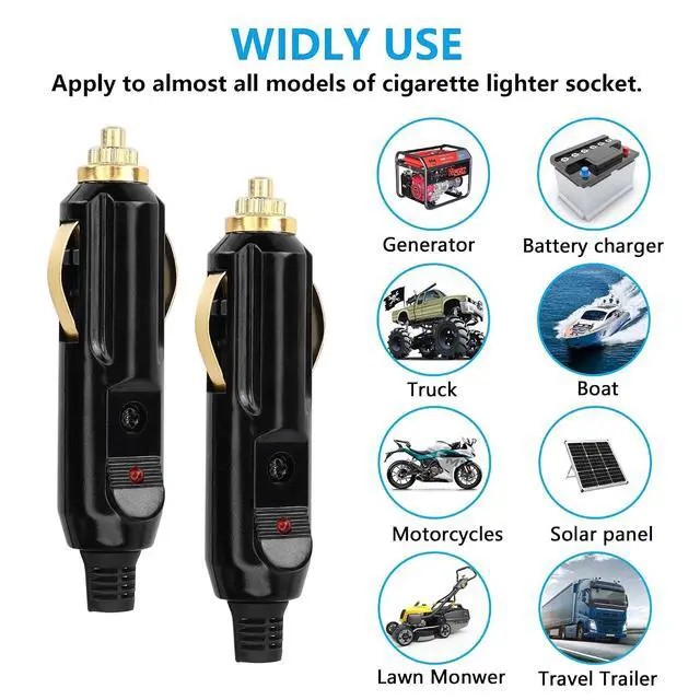 Alt view image 6 of 7 - 2PCS 20A Cigarette Lighter Male Plug,12V/24V Full Copper Aux Socket Plug Cigarette Lighter Plug Replacement With Red LED