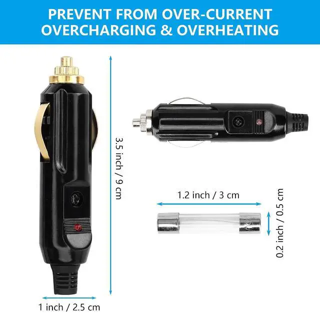 Alt view image 7 of 7 - 2PCS 20A Cigarette Lighter Male Plug,12V/24V Full Copper Aux Socket Plug Cigarette Lighter Plug Replacement With Red LED