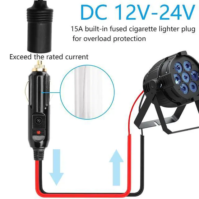 Alt view image 2 of 7 - Cigarette Lighter Male Plug Cable,12V Replacement Car Cigarette Lighter,With 20A Fuse,13AWG Tin-Plated Tail Wire- 2M/6.5FT
