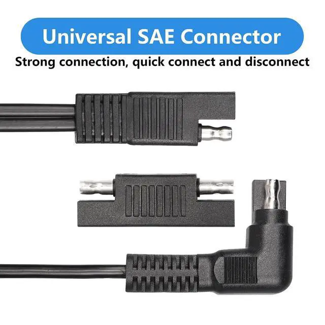 Alt view image 3 of 7 - Right Angle Extension Cable, 0.9m 90 Degree 12AWG SAE to SAE Quick Disconnect Wire Harness for Solar Panel, Motorcycle, Cars, RV (Black)