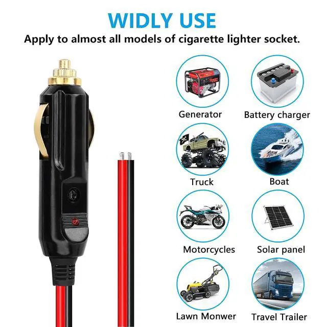 Alt view image 7 of 7 - Cigarette Lighter Male Plug Cable,12V Replacement Car Cigarette Lighter,With 20A Fuse,13AWG Tin-Plated Tail Wire- 2M/6.5FT