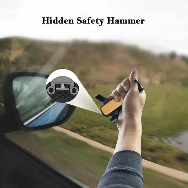 Alt view image 5 of 7 - 3-in-1 Multifunctional Car Phone Mounted Bracket Car Air Vent Cell Phone Holder Vehicle Windshield Smartphone Cradle Safety Cutting Blade & Hammer Accessories