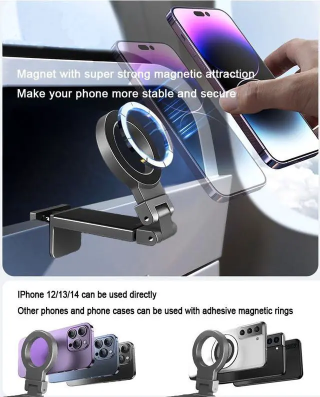 Alt view image 4 of 7 - Universal Magnetic Airplane Phone Holder Multi-Directional 360° Rotation Phone Mount Flexible Rotation Travel Essentials Adjustable Phone Stand