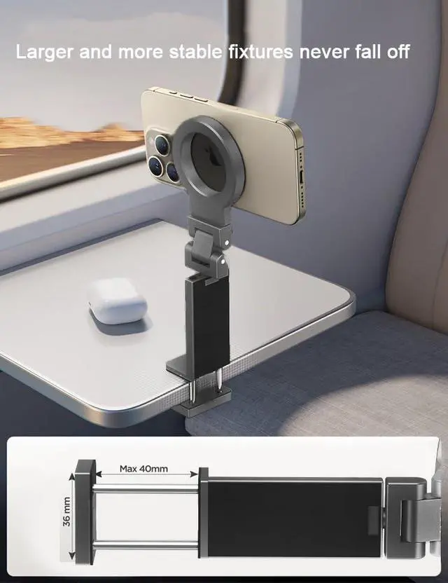 Alt view image 5 of 7 - Universal Magnetic Airplane Phone Holder Multi-Directional 360° Rotation Phone Mount Flexible Rotation Travel Essentials Adjustable Phone Stand
