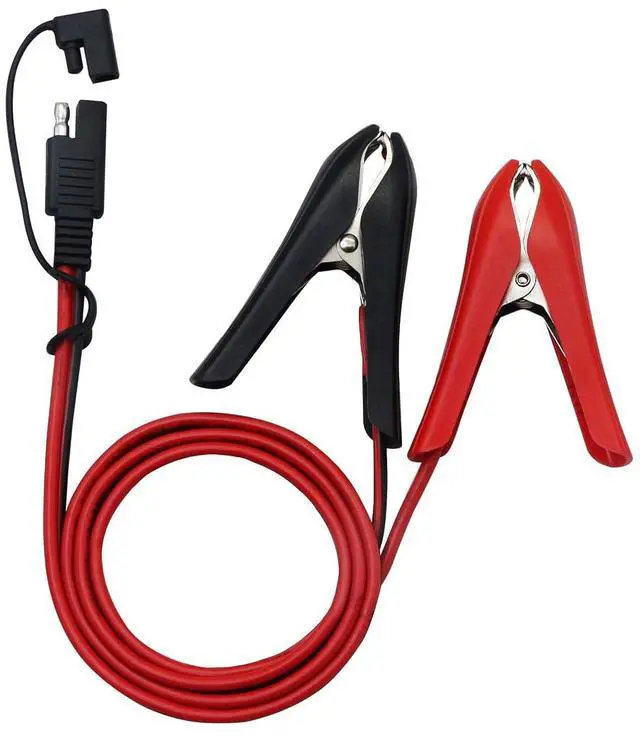 Main image of 3.2FT 12V 14AWG Alligator Crocodile Clip to SAE Connector Quick Release Quick Disconnect Car Solar Power Charging Extension Cable,Black & Red C