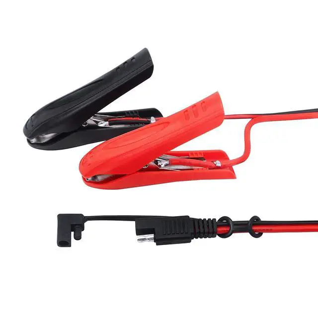 Alt view image 7 of 7 - 3.2FT 12V 14AWG Alligator Crocodile Clip to SAE Connector Quick Release Quick Disconnect Car Solar Power Charging Extension Cable,Black & Red C