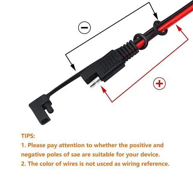 Alt view image 2 of 7 - 3.2FT 12V 14AWG Alligator Crocodile Clip to SAE Connector Quick Release Quick Disconnect Car Solar Power Charging Extension Cable,Black & Red C