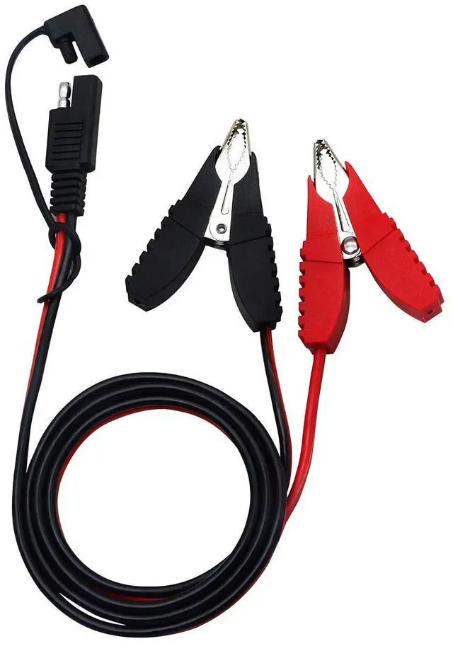 Main image of 3.2ft 12V 14AWG Alligator Butterfly Clip to SAE Connector Quick Release Disconnect Car Solar Power Charging Extension Cord,Black & Red B