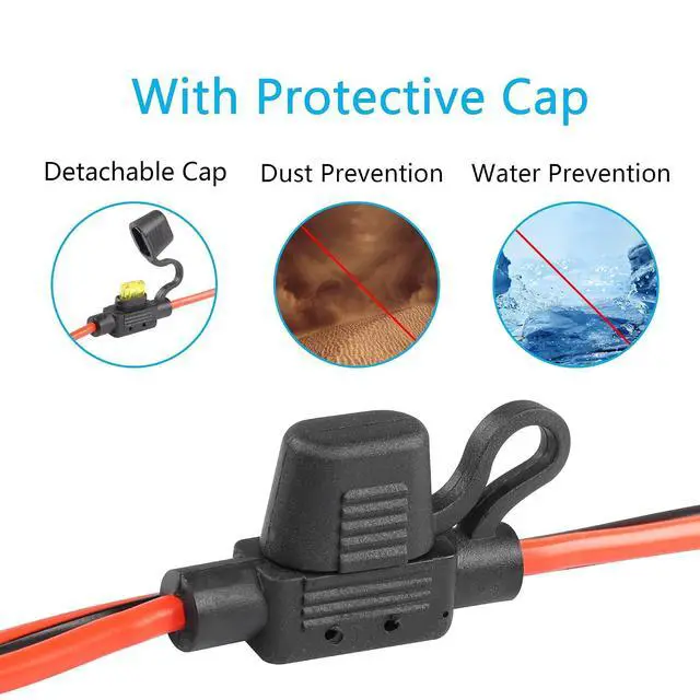 Alt view image 3 of 7 - 12V/24V Fixed Thread Cigarette Lighter Socket Extension Cable,20A 13AWG Waterproof Cigarette Lighter Female Socket Replacement Cable-0.3m/1ft