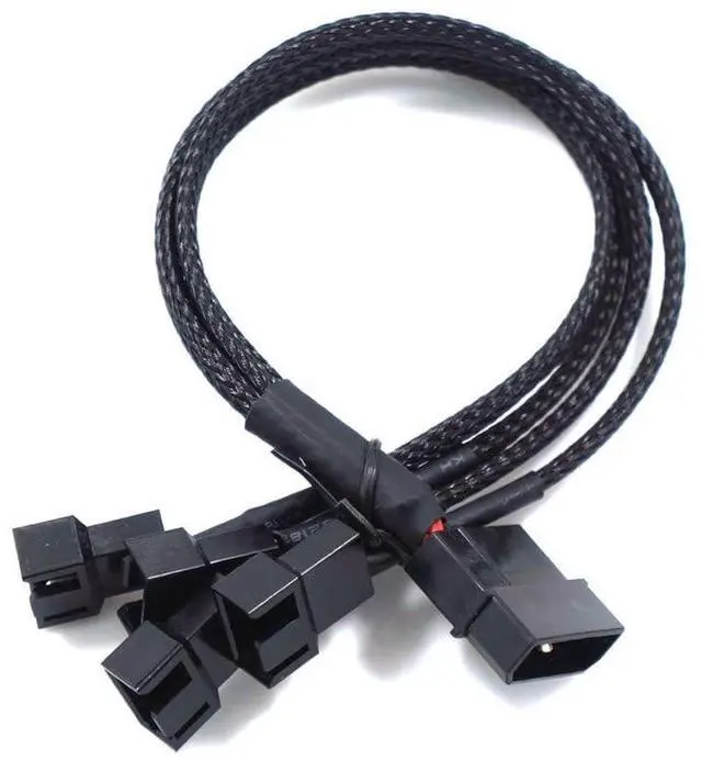 Main image of 2pcs Molex Big 4pin to 3Pin / 4 Pin Adapter Cable 1 to 4 D-Type HUB Extension Cable Power Spliter for PC CPU Case Fan Connectors with Sleeve 27cm for Mainboard
