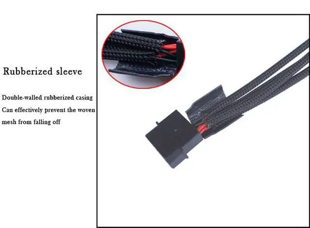 Alt view image 4 of 7 - 2pcs Molex Big 4pin to 3Pin / 4 Pin Adapter Cable 1 to 4 D-Type HUB Extension Cable Power Spliter for PC CPU Case Fan Connectors with Sleeve 27cm for Mainboard