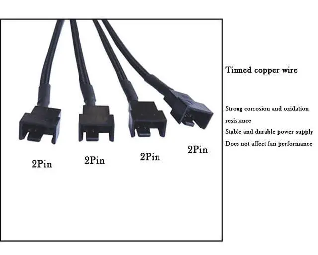 Alt view image 5 of 7 - 2pcs Molex Big 4pin to 3Pin / 4 Pin Adapter Cable 1 to 4 D-Type HUB Extension Cable Power Spliter for PC CPU Case Fan Connectors with Sleeve 27cm for Mainboard