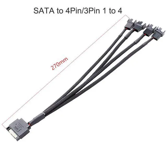 Alt view image 5 of 7 - 2Pcs 15Pin SATA to 3Pin 4Pin Adapter Cable SATA to PWM Conversion Power SATA 1 to 4 Extension Cables Case Fan Power Spliter Hub for Computer CPU Host Cooling Fan Connectors