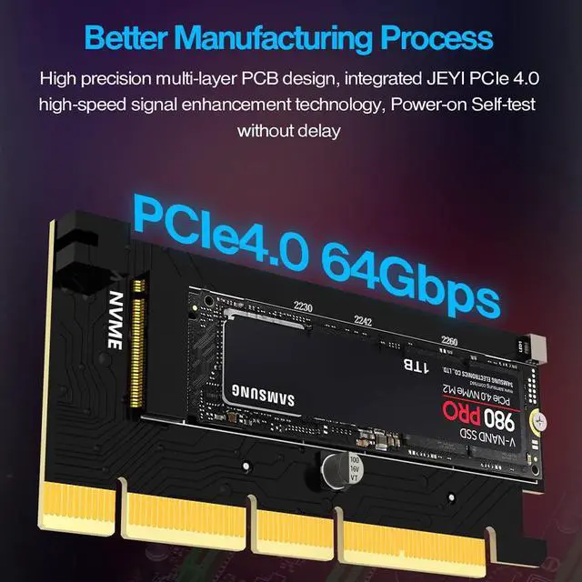 Alt view image 5 of 6 - Aluminum Alloy 5V 3Pin ARGB PCIE 4.0 to NVME Protocol Adapter Card with SSD Heatsink Support PCIE X4 X8 X16 Slot (RGB)