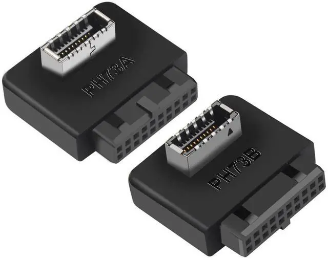 Main image of USB3.0 19Pin To TYPE-E 20Pin Header Extension Adapter USB3.0 to TYPE-E 90 Degree Adapter Type C USB3.1 Front Panel Socket For Motherboard PC Connector Riser (2 Pack one Positive and one negative )