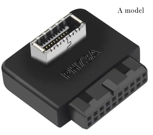 Alt view image 2 of 7 - USB3.0 19Pin To TYPE-E 20Pin Header Extension Adapter USB3.0 to TYPE-E 90 Degree Adapter Type C USB3.1 Front Panel Socket For Motherboard PC Connector Riser (2 Pack one Positive and one negative )