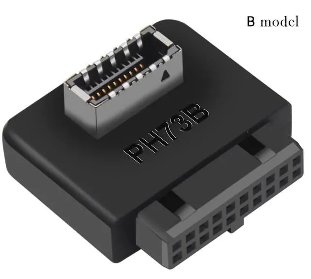 Alt view image 3 of 7 - USB3.0 19Pin To TYPE-E 20Pin Header Extension Adapter USB3.0 to TYPE-E 90 Degree Adapter Type C USB3.1 Front Panel Socket For Motherboard PC Connector Riser (2 Pack one Positive and one negative )