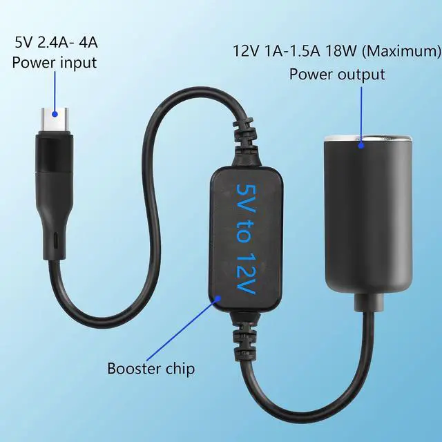 Alt view image 3 of 7 - 3.2ft USB C Male to 12V 18W Cigarette Lighter Socket Adapter Power Cable for Dash Cam,Radar Detector, GPS, Car Led Light Strips, and Other Automotive Electronics