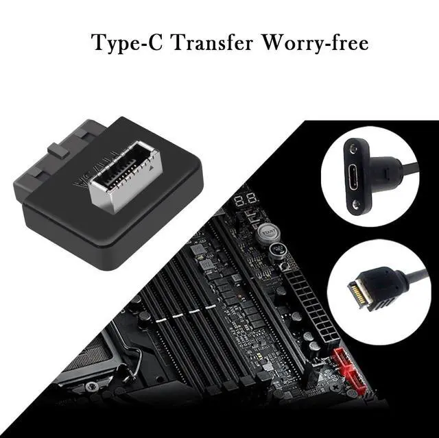 Alt view image 6 of 7 - USB3.0 19Pin To TYPE-E 20Pin Header Extension Adapter USB3.0 to TYPE-E 90 Degree Adapter Type C USB3.1 Front Panel Socket For Motherboard PC Connector Riser (2 Pack one Positive and one negative )