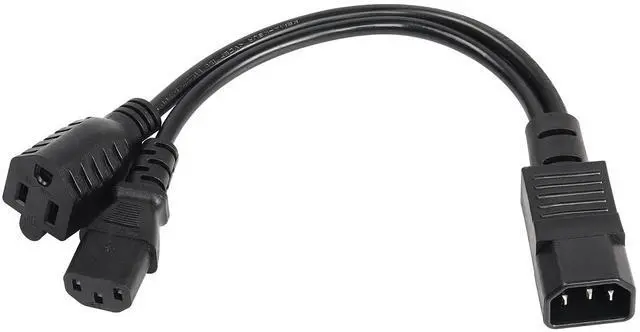 Main image of 1ft C14 to C13 and NEMA 5-15R Y Splitter Power Cord, IEC 320 C14 Male to C13 Female & Nema 5-15R Female Splitter Power Cable(C14-C13/5-15R)