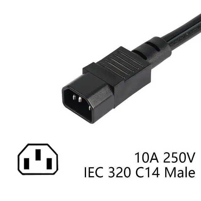 Alt view image 2 of 7 - 1ft C14 to C13 and NEMA 5-15R Y Splitter Power Cord, IEC 320 C14 Male to C13 Female & Nema 5-15R Female Splitter Power Cable(C14-C13/5-15R)
