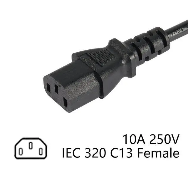 Alt view image 3 of 7 - 1ft C14 to C13 and NEMA 5-15R Y Splitter Power Cord, IEC 320 C14 Male to C13 Female & Nema 5-15R Female Splitter Power Cable(C14-C13/5-15R)
