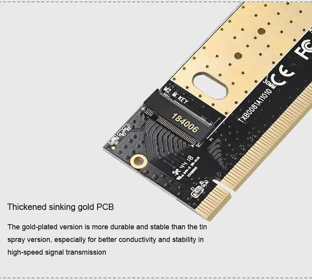 Alt view image 6 of 7 - M.2 NVMe SSD Adapter M2 to PCIE 3.0 X16 Controller Card with Aluminum Heat Sink M Key Interface Support PCI Express 3.0 4-Channel 2230-2280 Size