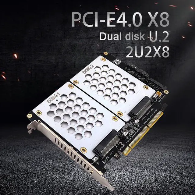 Alt view image 2 of 7 - U.2 Dual Drive Adapter Card 2.5 Inch SATA Hard Drive to PCIE4.0 Split Card with LED Indicator U.2 PCIe Adapter U.2 to PCIe Card
