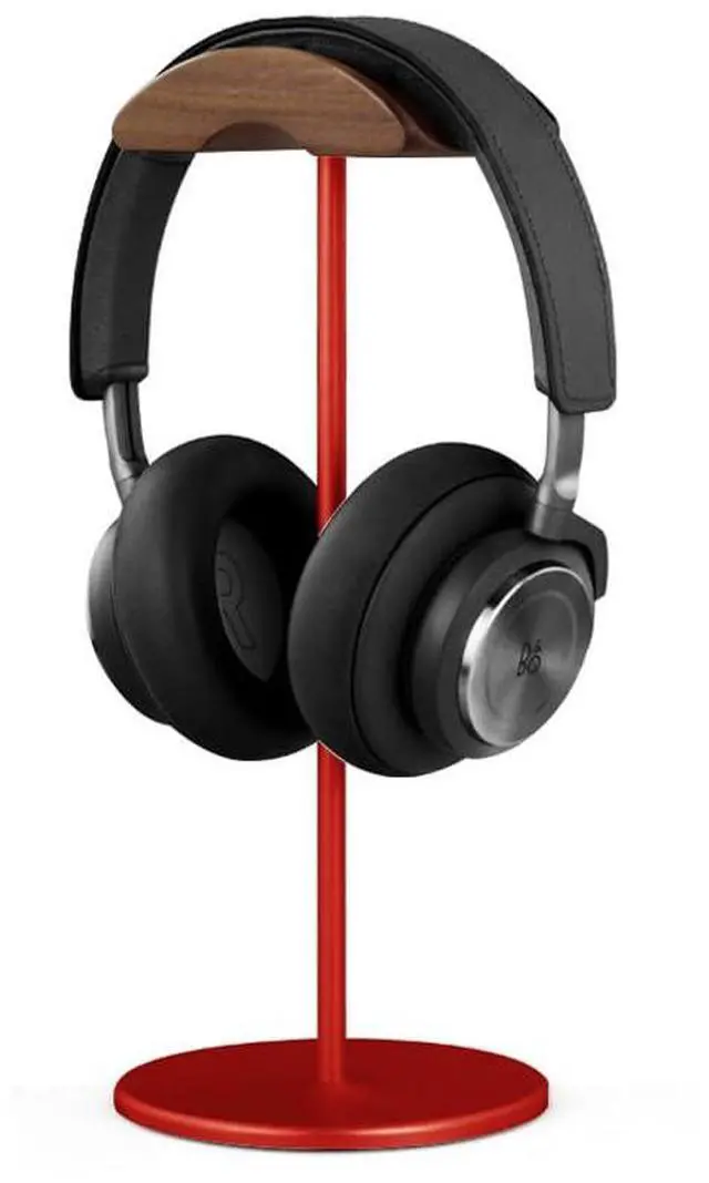 Main image of Black Walnut Wood Aluminum Headphone Stand Holder Nature Walnut Gaming Headset Holder Rack Earphone Brace with Solid Metal Base for Table Desk Display (Red)
