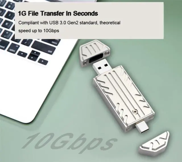 Alt view image 6 of 7 - M.2 2230 SSD Enclosure 10Gbps M.2 NVME SSD High-Speed Adapter Mobile Solid Hard Disk Box JMS583 Master Control with USB & Type-C Dual-Head