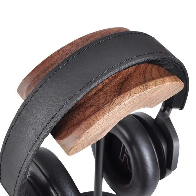 Alt view image 5 of 7 - Black Walnut Wood Aluminum Headphone Stand Holder Nature Walnut Gaming Headset Holder Rack Earphone Brace with Solid Metal Base for Table Desk Display (Silver)