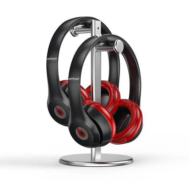 Alt view image 7 of 7 - Aluminum Alloy Headphone Bracket Dual Hanger Headphone Brace Universal Headset Support Game Earphone Stand Rack Headphone Accessories (Black)