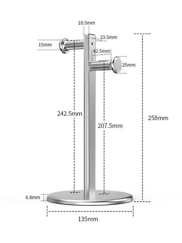 Alt view image 2 of 7 - Aluminum Alloy Headphone Bracket Dual Hanger Headphone Brace Universal Headset Support Game Earphone Stand Rack Headphone Accessories (Black)