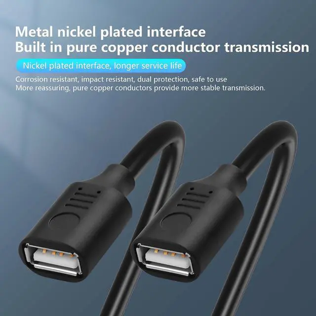 Alt view image 3 of 6 - 2PCS Short USB A Female 4 Pin Bare Wire,24AWG USB 2.0 Female Plug to Bare Wire Open End Power and Data Replacement Repair Extension Cable-0.5M/1.6FT