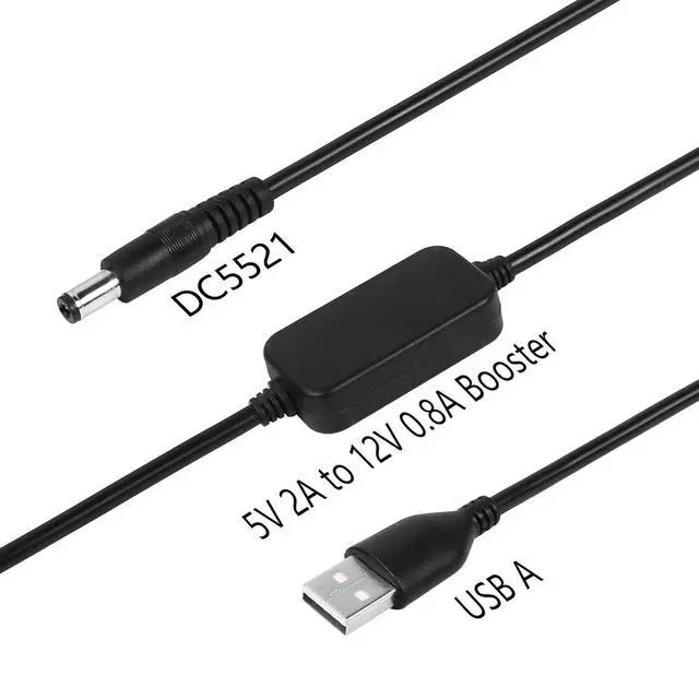 Alt view image 2 of 6 - 1FT DC 5V to DC 12V USB Voltage Step Up Converter Cable,Power Adapter Cable with DC 5.5 x 2.1mm Jack,USB 5V 2A to DC 12V 0.8A Cable