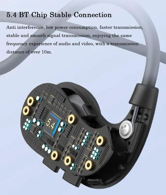Alt view image 6 of 7 - OWS Wireless Air Conduction Sports Earphone Call Noise Reduction Open Ear Headphone Headset Low Bass Earbud (Black)