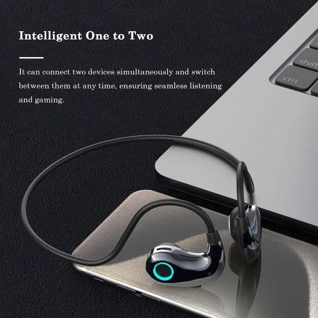 Alt view image 4 of 7 - OWS Wireless Air Conduction Sports Earphone Call Noise Reduction Open Ear Headphone Headset Low Bass Earbud (Black)
